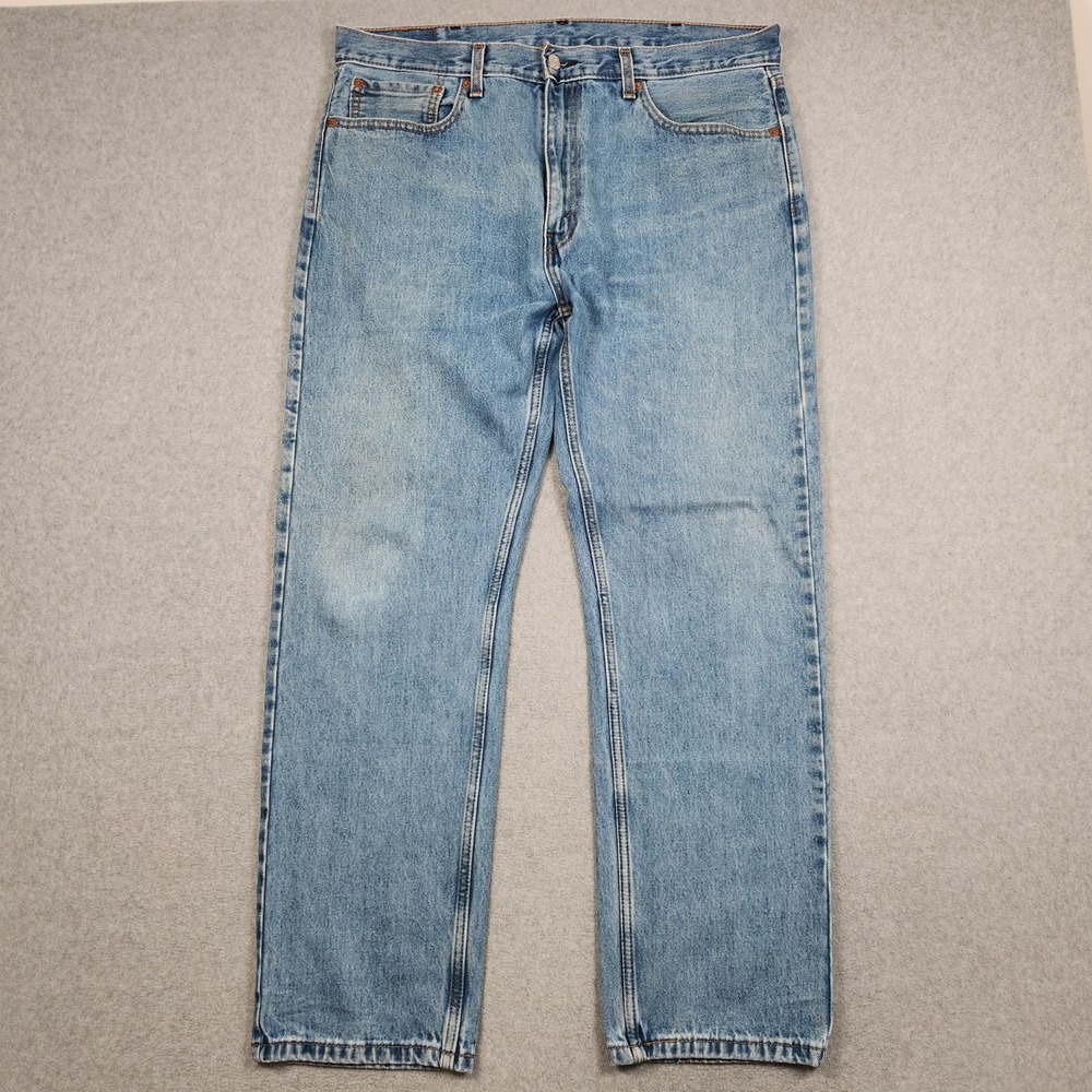 Levi's 505 Jeans Mens 38x32 Blue Regular Fit Straight Leg‎ Light Wash Denim